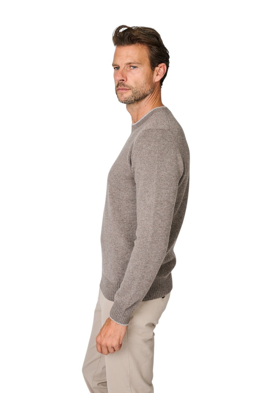 Gran Sasso Men pull trui ronde hals heren taupe 23131/25011 017