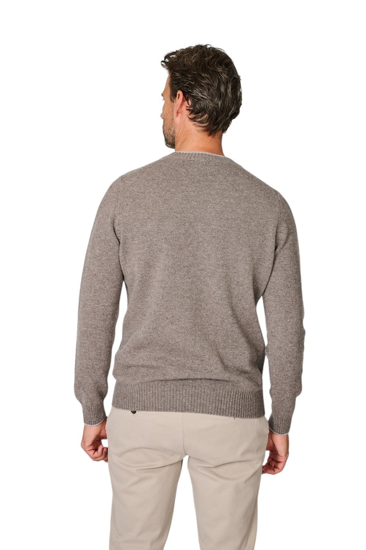 Gran Sasso Men pull trui ronde hals heren taupe 23131/25011 017