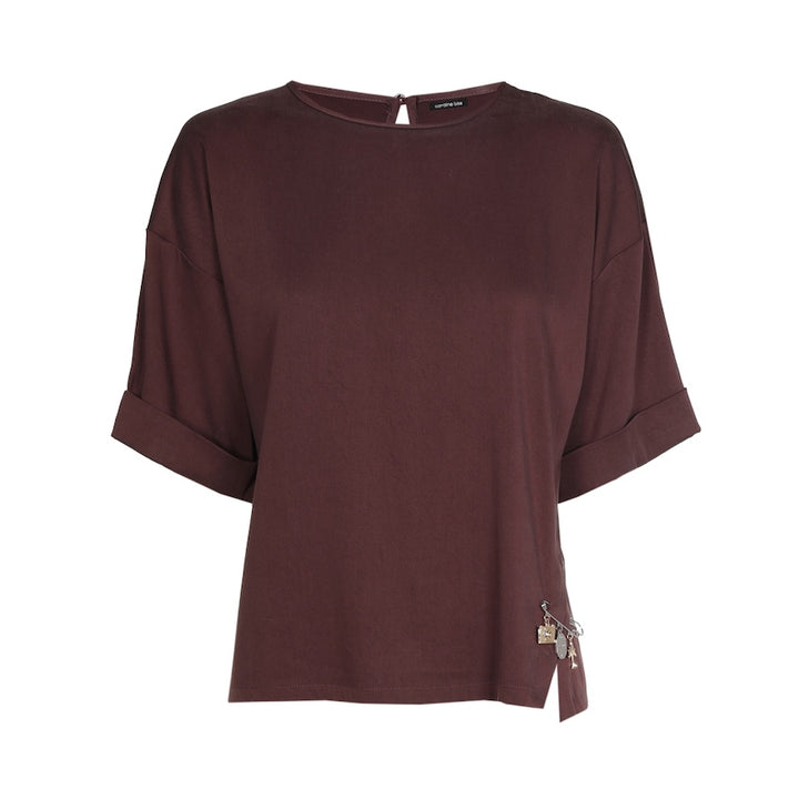 Caroline Biss damesblouse bordeaux, vooraanzicht product