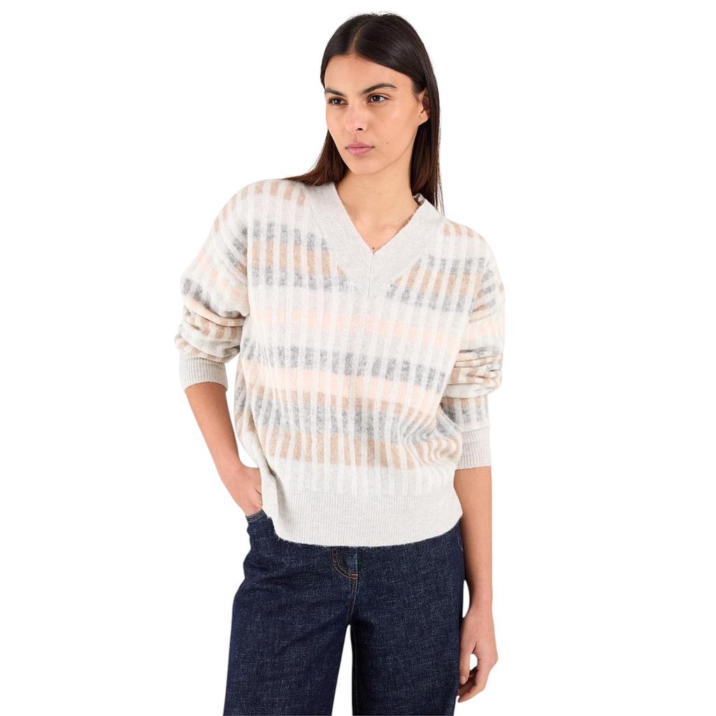 anneclaire-pull-trøje-v-hals-dame-grå-d1810-461-481