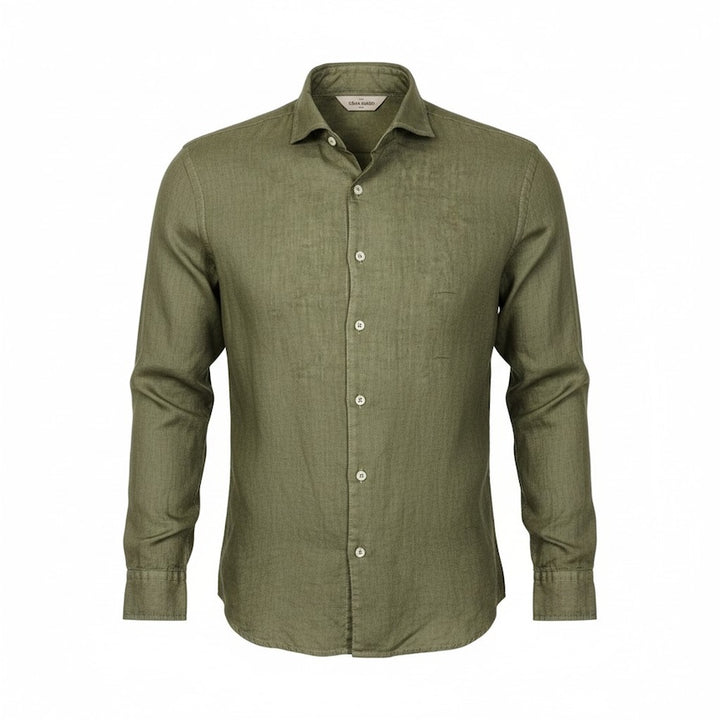 Gran Sasso Hombres camisa manga larga caqui de hombre