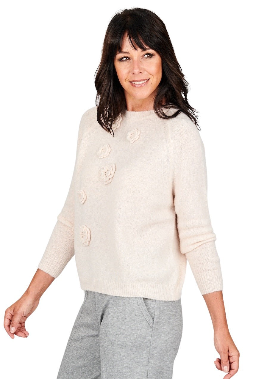 Anneclaire pull trui ronde hals dames cream