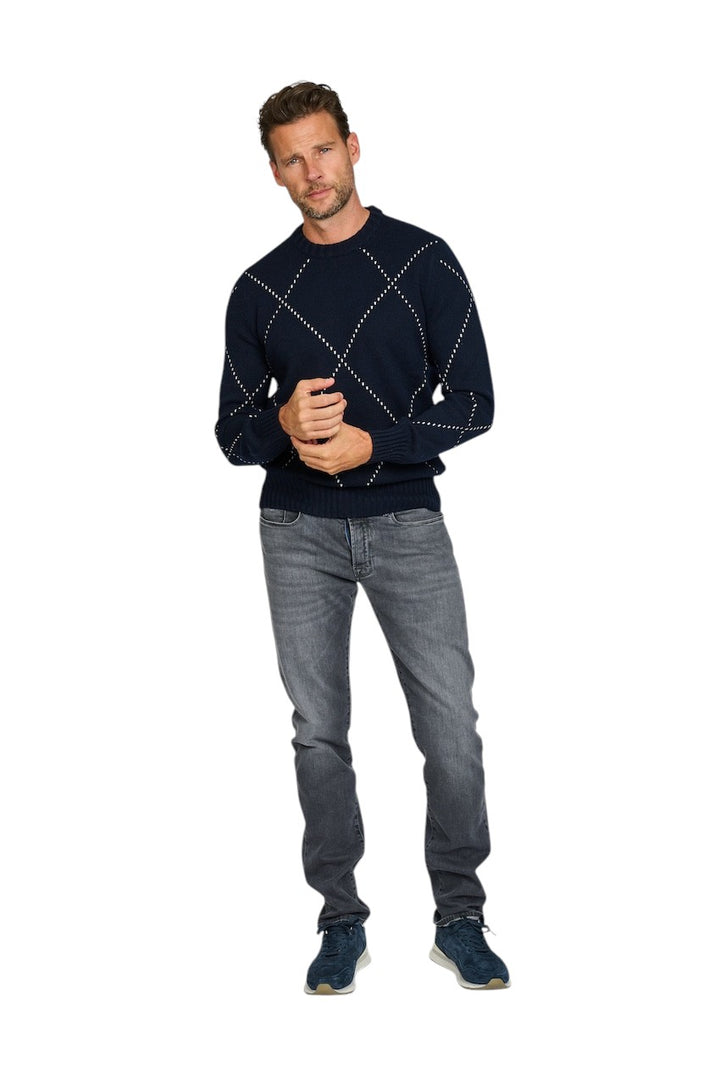 Gran Sasso Männer Pullover Rundhals Herren dunkelblau