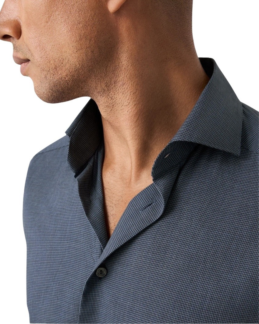 Eton camisa manga larga azul oscuro de hombre