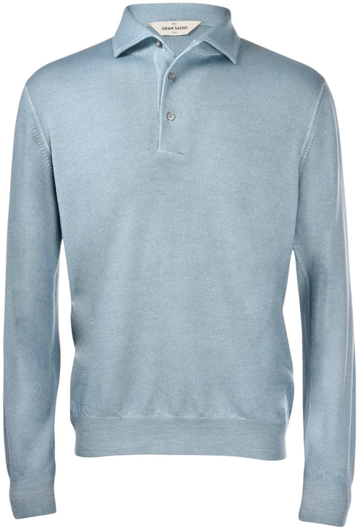 Gran Sasso Men polo shirt lange mouwen heren ciel 57105 22795 523.