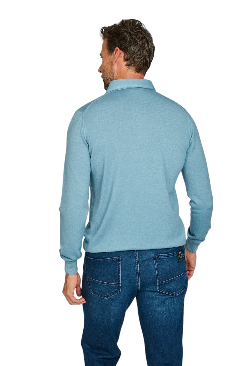 Gran Sasso Men polo shirt lange mouwen heren ciel 57105 22795 523.