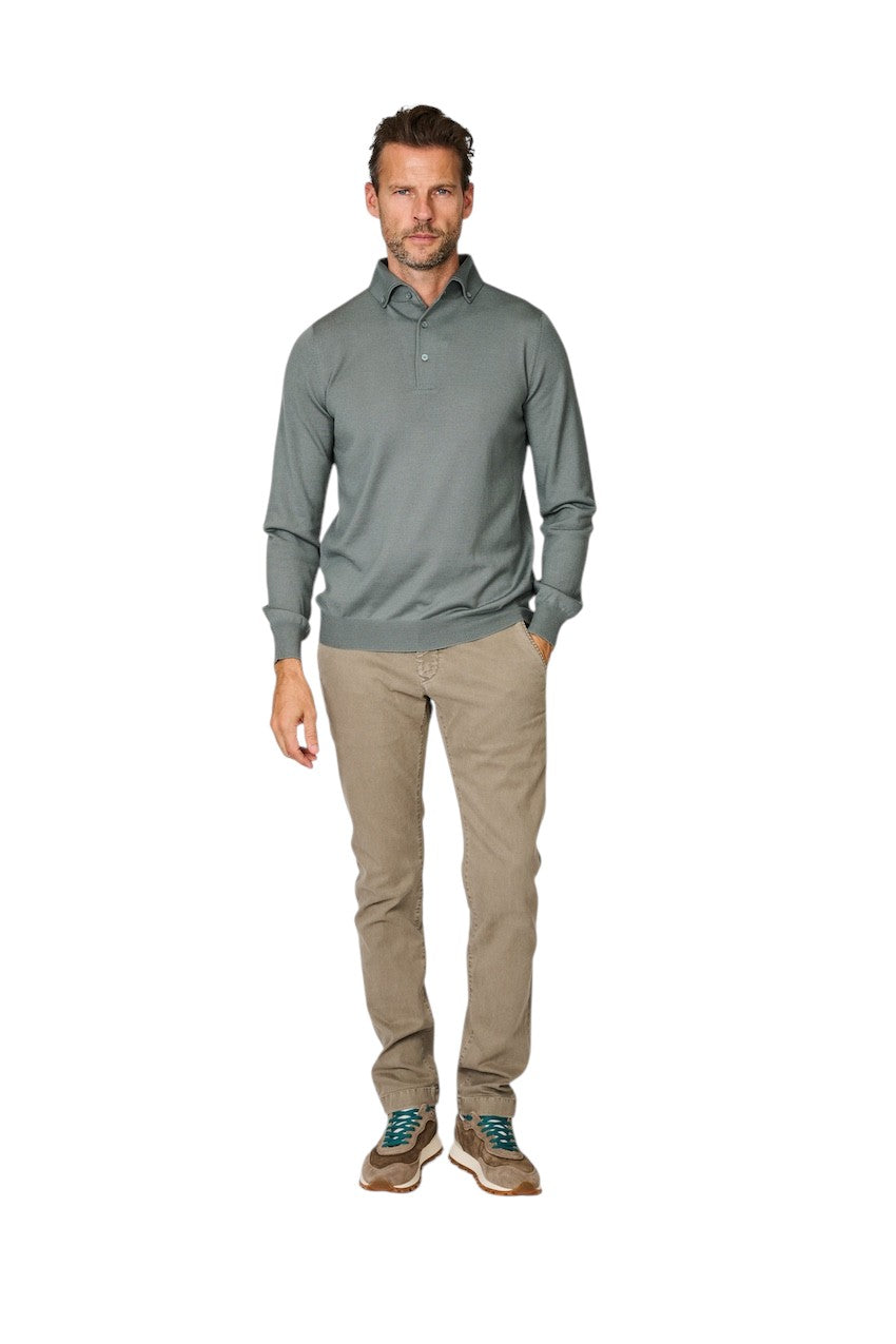 Gran Sasso Men polo shirt long sleeves men's green