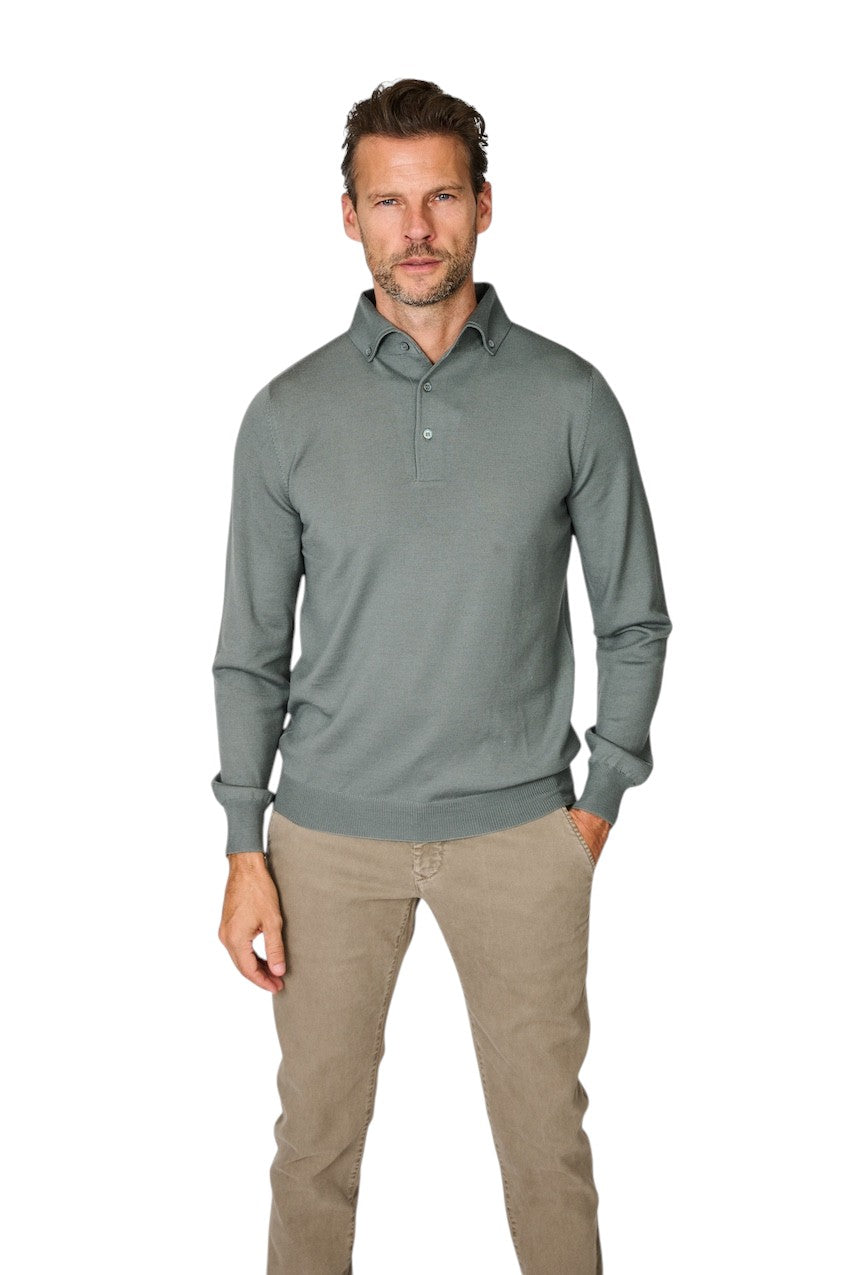 Gran Sasso Men polo shirt long sleeves men's green