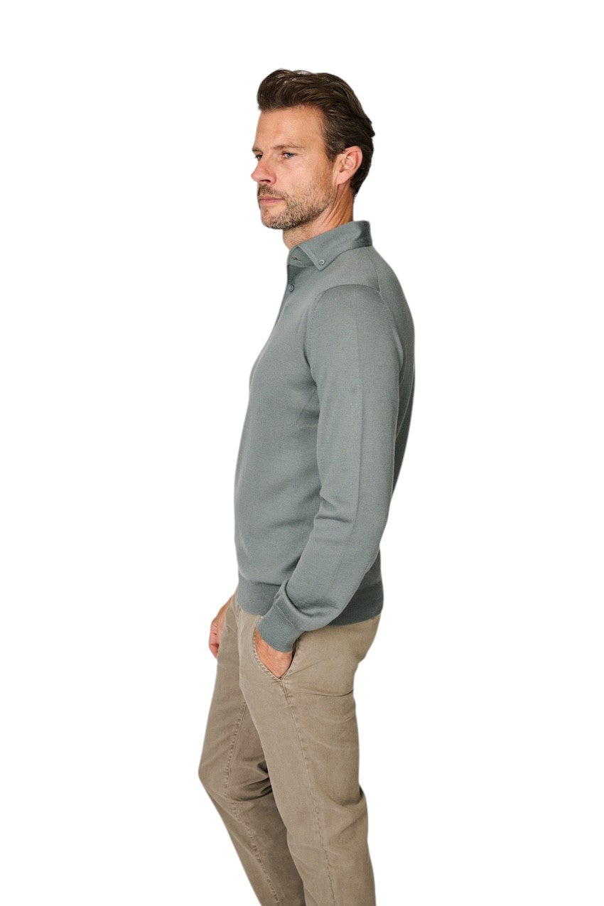 Gran Sasso Men polo shirt long sleeves men's green