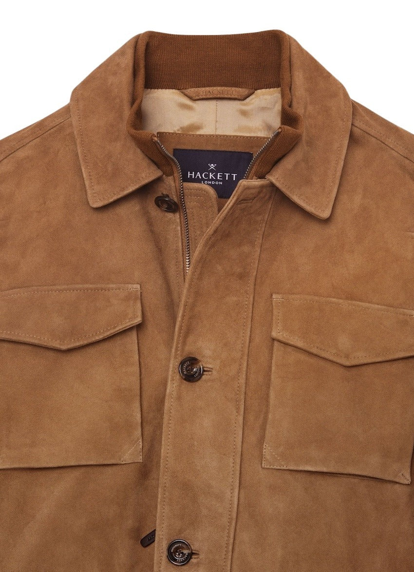 Hackett London leren vest heren camel