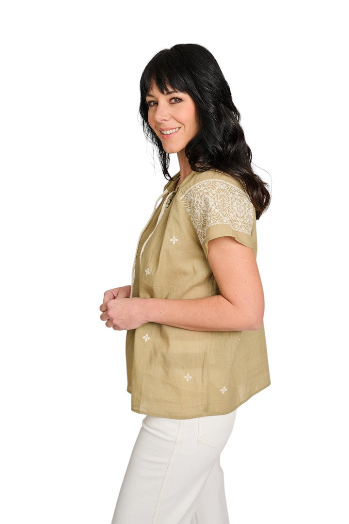 Hemisphere blouse sleeveless ladies olive 261OFEAUNI-6 6129