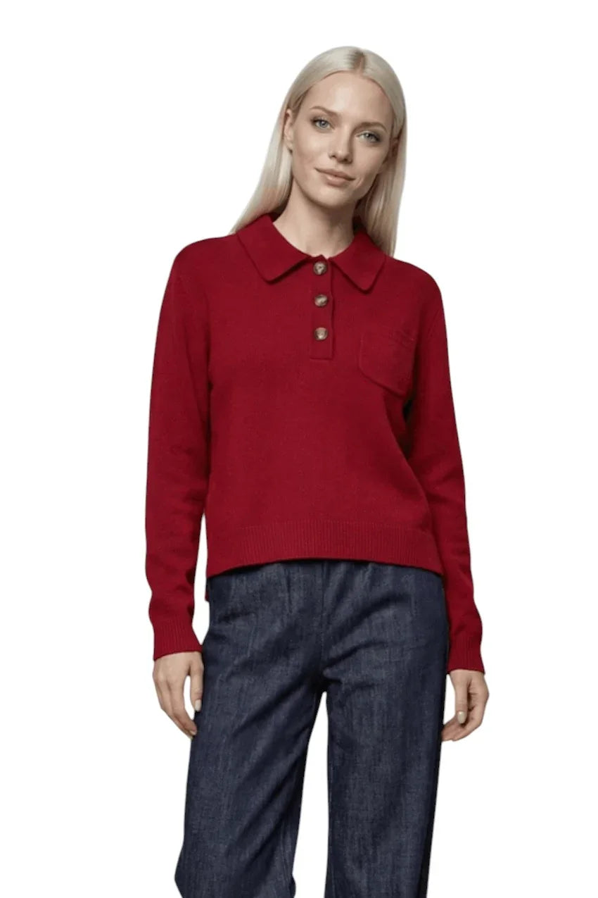 Jeff women's burgundy polo shirt Loops
