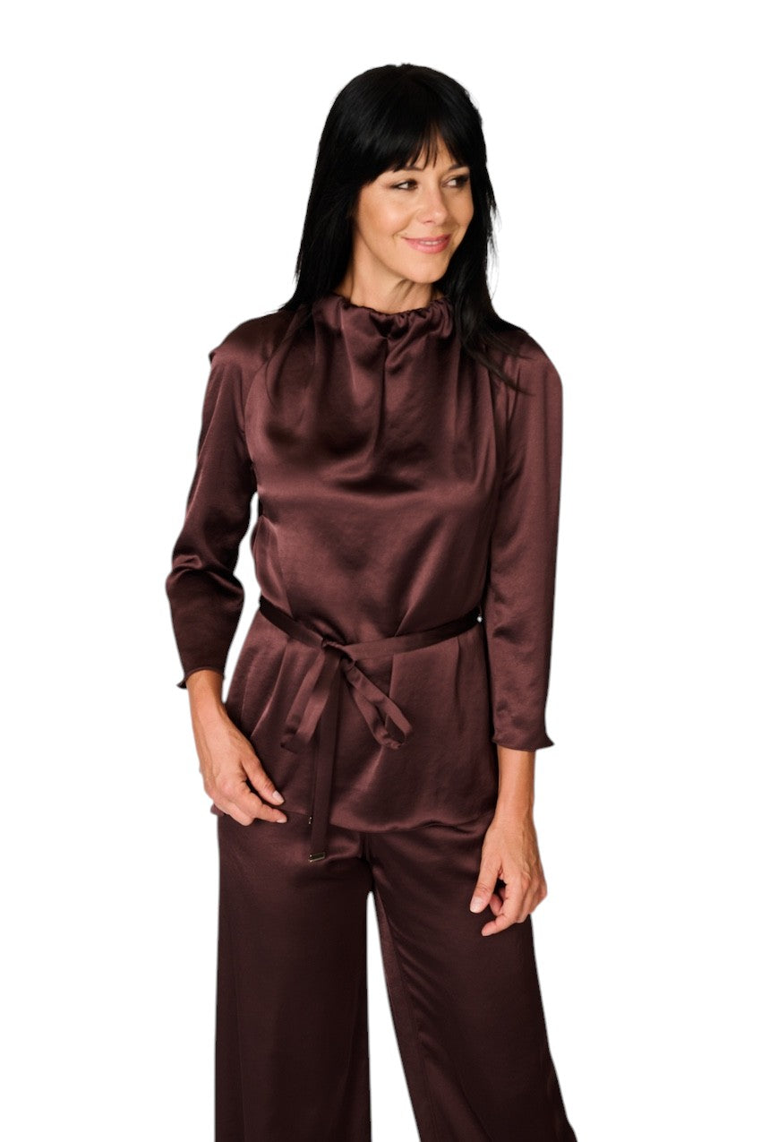 Natan Collection Damenbluse in Aubergine FEROLA-JTBT02 210