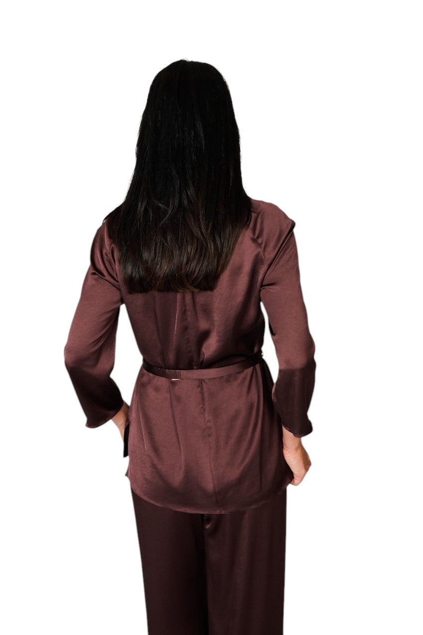 Natan Collection Damenbluse in Aubergine FEROLA-JTBT02 210