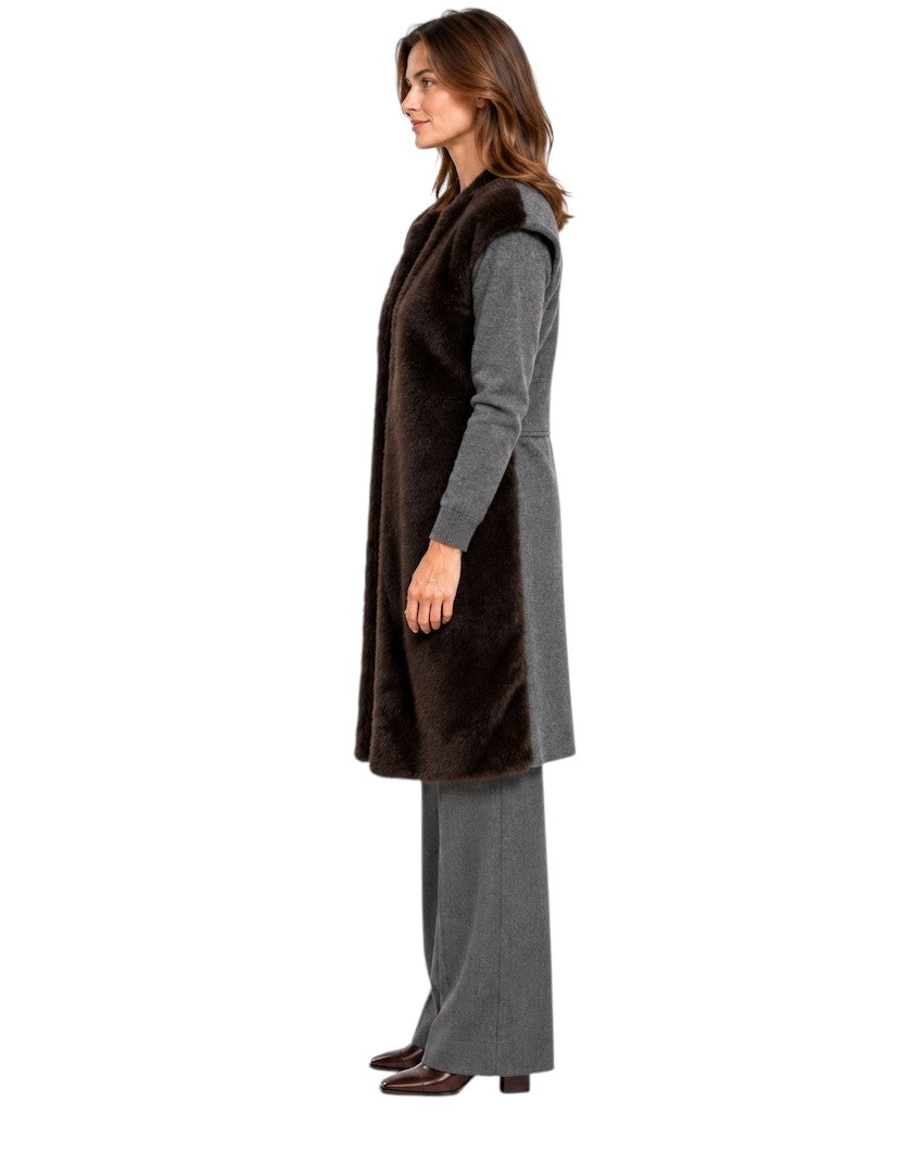 Natan Collection mantel jas dames donker bruin FILIP-NWEPS01 232