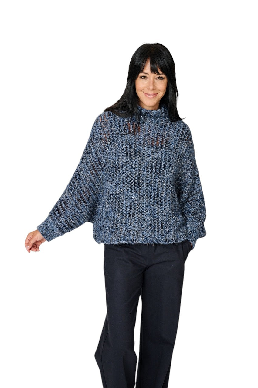 Panicale Cashmere pull trui rolkraag dames marine D390859CL 39D24B 0591