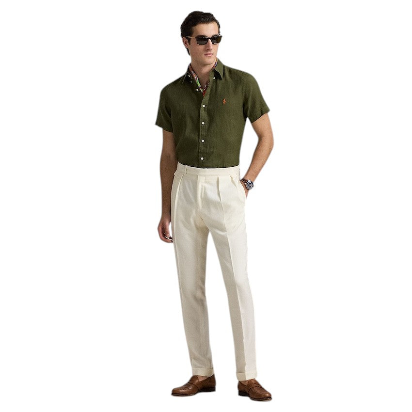 Polo Ralph Lauren Men hemd korte mouwen heren olijf custom fit 710968912002