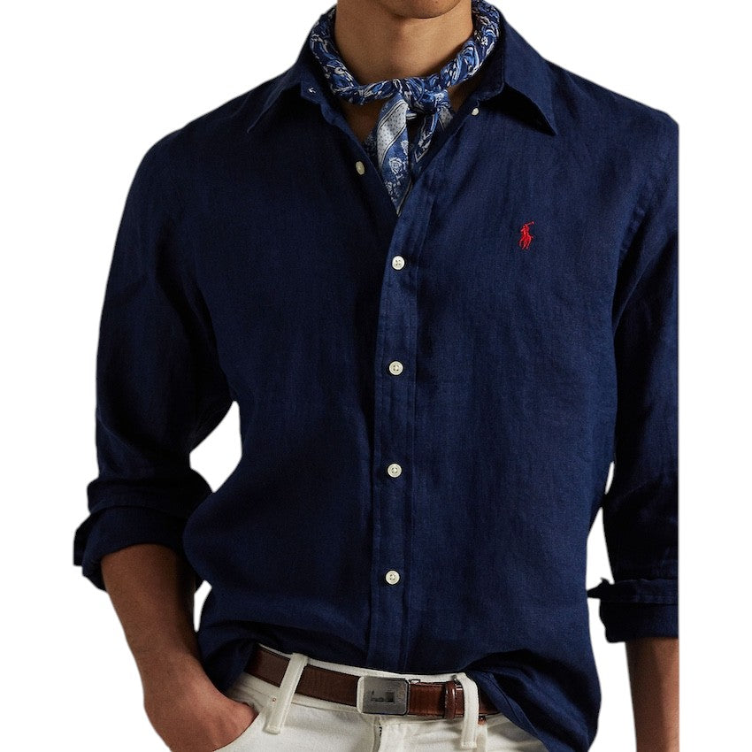 Polo Ralph Lauren Men hemd lange mouwen heren marine Slim fit 710968915007
