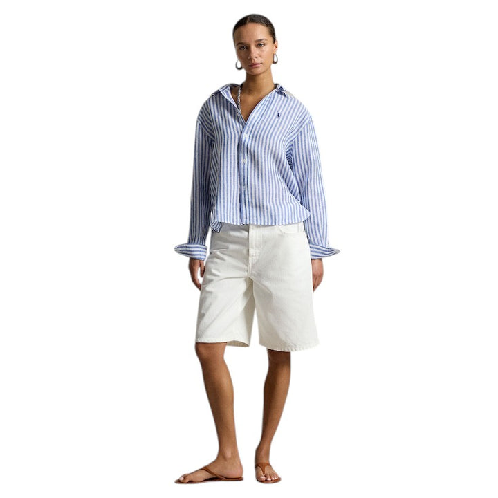 Polo Ralph Lauren Women blouse dames blauw crop boxy fit 211935130503