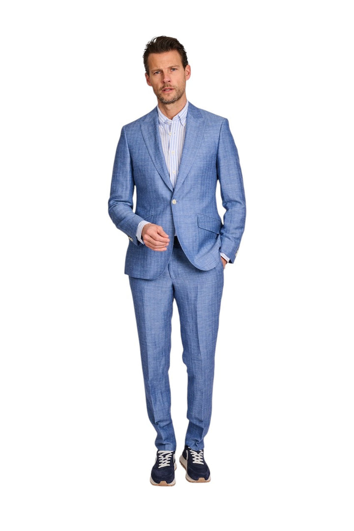 Camisa Profuomo manga larga slim fit azul de hombre