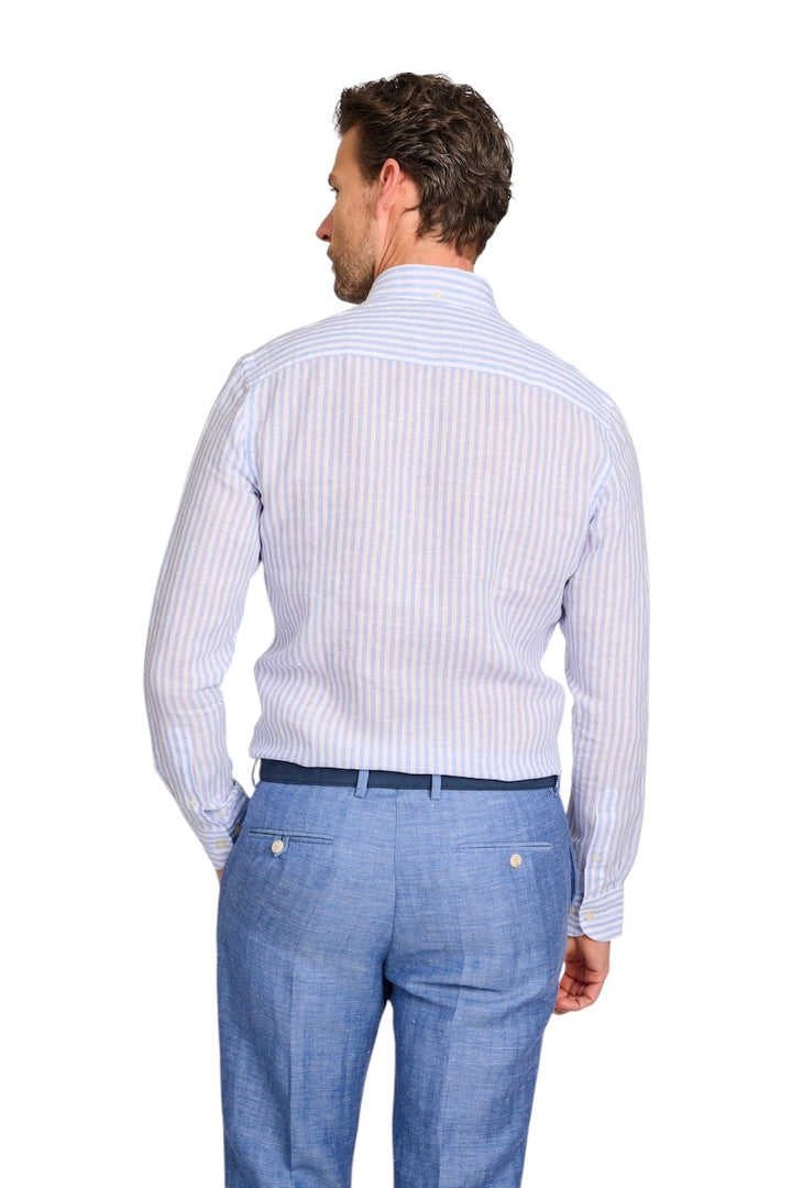 Camisa Profuomo manga larga slim fit azul de hombre