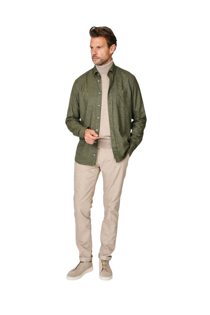 Van Laack Men hemd lange mouwen heren khaki Roy-TFK 150456 975