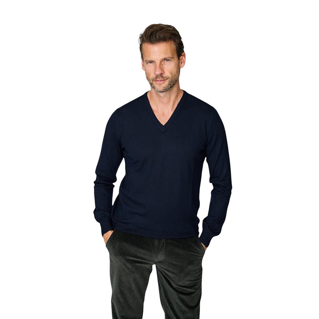 Gran-Sasso-Herren-Pullover-V-Ausschnitt-Herren-Marineblau-3