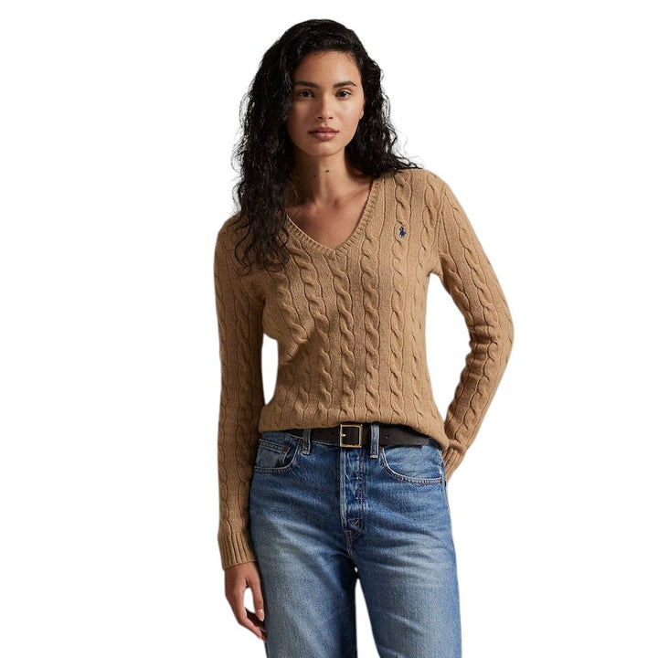Polo-Ralph-Lauren-Damen-Pullover-V-Ausschnitt-Damen-camel-Kaschmir-211971866002