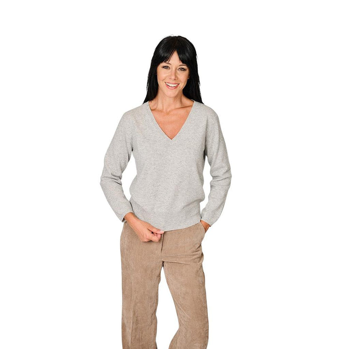 anneclaire-maglione-a-maniche-lunghe-scollo a V-da-donna-grigio-d1839-857-621